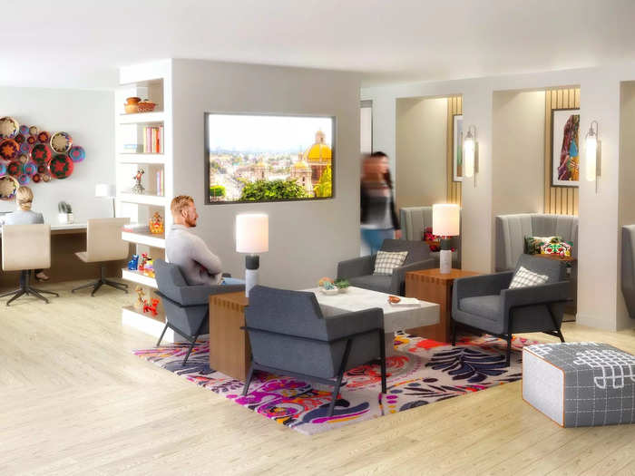 On-site, workers will find myriad amenities, including a lounge space for studying...