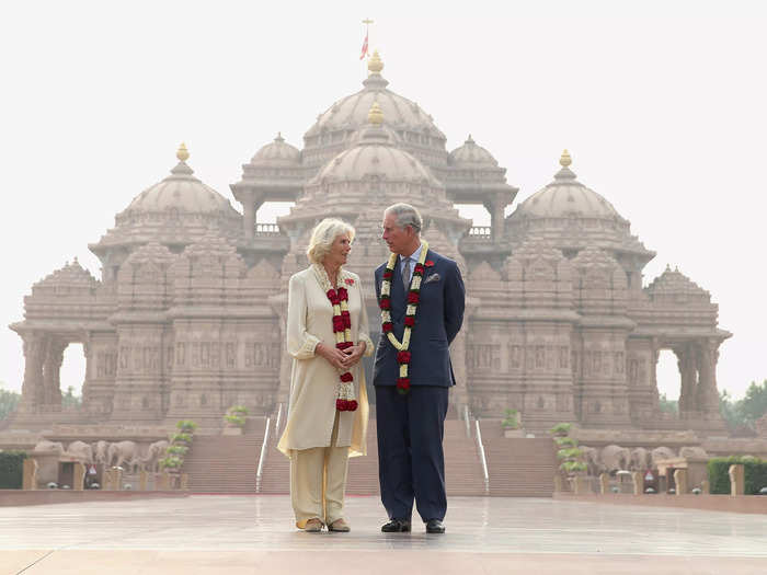 On another royal tour, Jackson photographed Camilla and Charles in front of the Akshardham Temple in Delhi, India, in 2013.