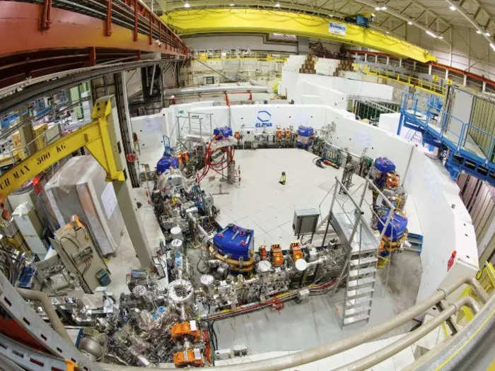 The Extra Low Energy Antiproton Ring, shown here, reduces the speed of antiprotons — to about 1.5% of the speed of light — which helps physicists trap the antimatter particles.