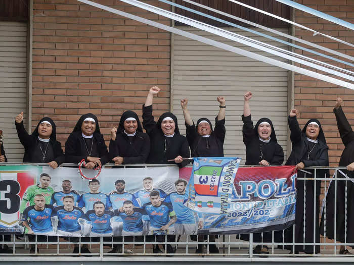 Even the nuns got in on the celebration.