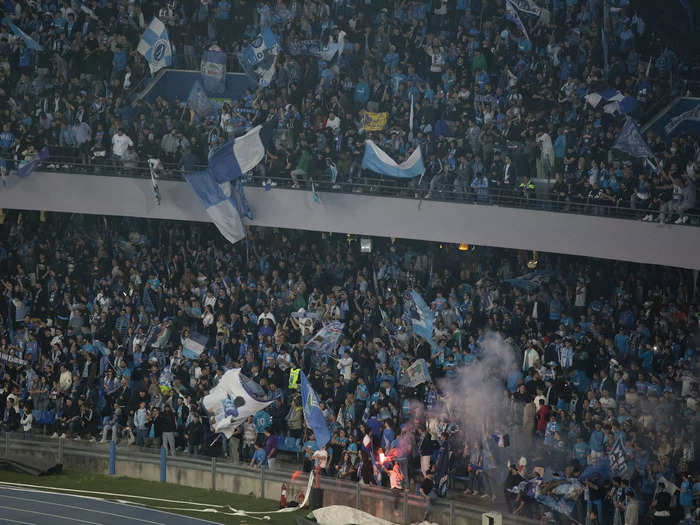 But the real celebration was back in Naples, even at the stadium where the game was being broadcast on the video board.