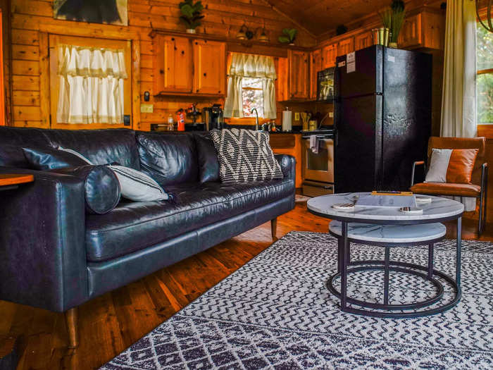 The one-bedroom, two-bathroom home opened up to a spacious room that included the kitchen and living and dining areas.