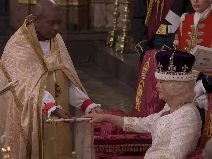 Camilla was then crowned with the Queen Mary Crown, officially making her Queen of the United Kingdom.