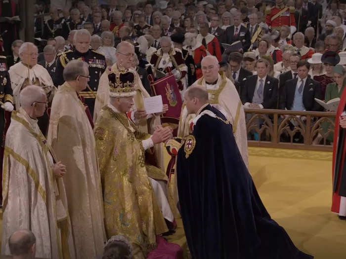 Prince William then pledged his allegiance to Charles before guests in the abbey and the public watching the televised event were invited to do the same.