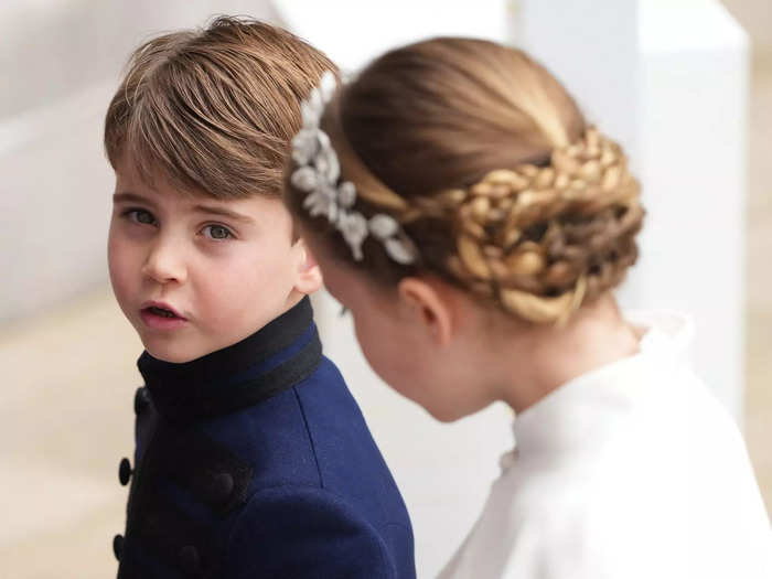 The prince looked directly at a camera as he spoke to his sister before the ceremony.