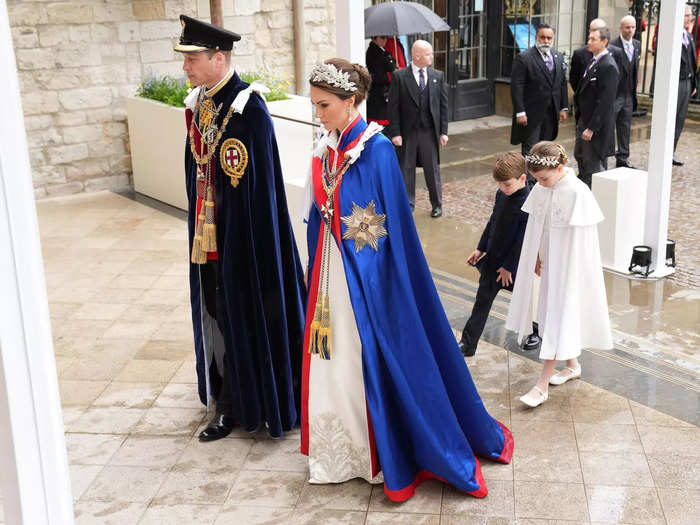 Prince Louis, 5, and Princess Charlotte, 8, accompanied their parents, Prince William and Kate Middleton, as they walked into Westminster Abbey.