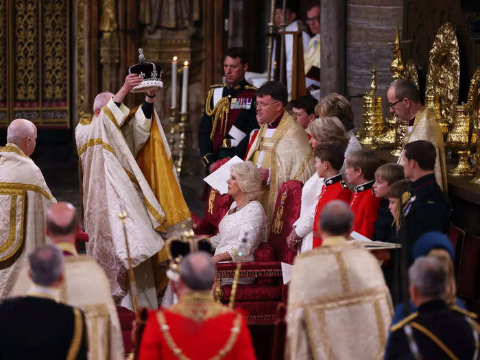 She was crowned by the Archbishop of Canterbury with a crown that originally belonged to Charles