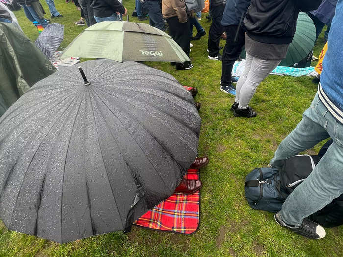 Others got crafty with their shelter, but probably at the cost of missing an opportunity to watch the coronation.