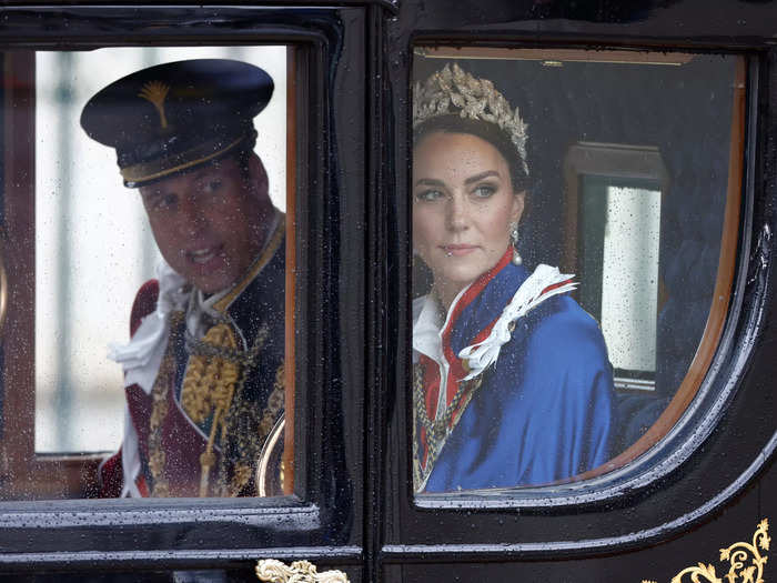 Prince William and Kate Middleton were also photographed having a conversation as they traveled to the palace. One day, the couple is expected to have their own coronation.