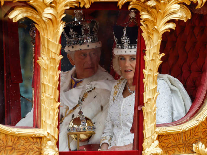 After the ceremony, the king and queen shared a few private words as they traveled by carriage to Buckingham Palace.