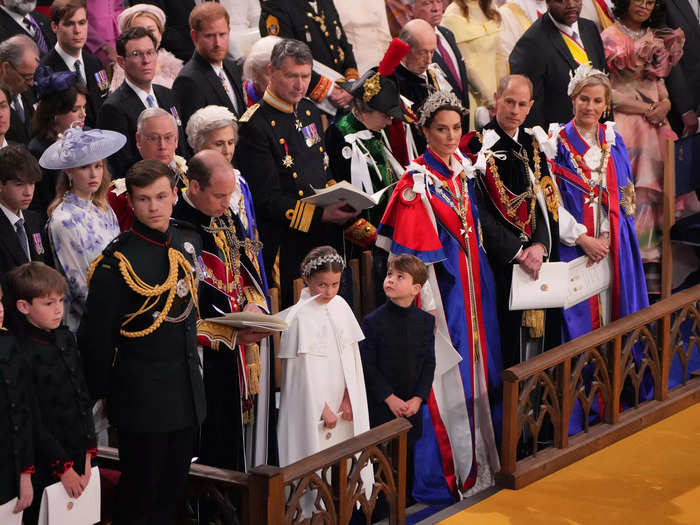 Prince Harry, seated two rows behind the senior royals, was spotted looking over at his elder brother before the start of the ceremony.