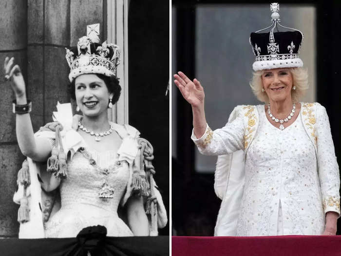 Camilla wore the same Garrard diamond necklace that Queen Elizabeth II wore to her coronation in 1953.