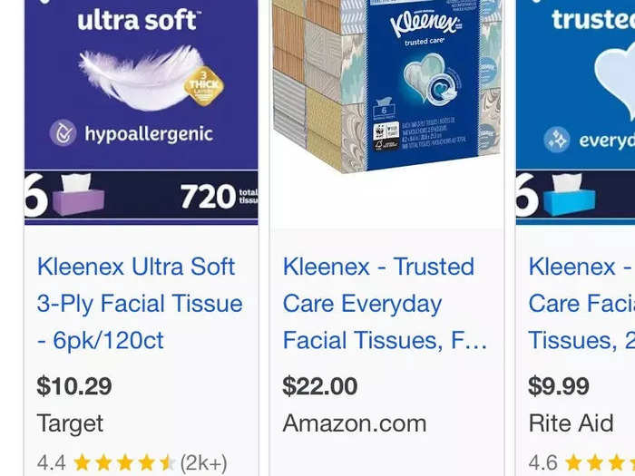 Items have to be exactly the same for Target to price match it. After about 15 minutes of Googling, I gave up and walked away from the Kleenex. I ordered it from Amazon.com for cheaper (in a slightly different packaging).