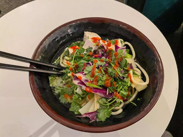 There, I dined on a bowl of ramen, scarfed down plates of salad, and sipped on Champagne. The food and the alcohol were all included with access to the lounge, so I didn