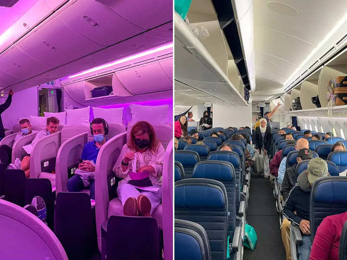 My entire perspective of airplane cabins changed after those 12-hour flights. Take a look at how the two cabin classes compare.