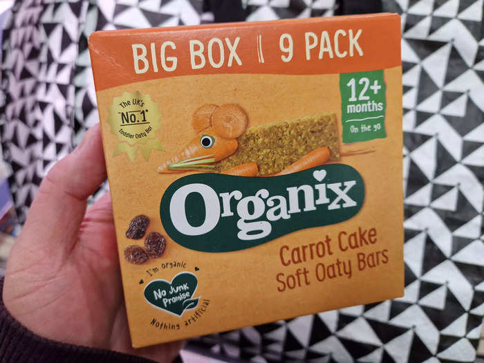 Organix carrot-cake oaty bars are a great snack for kids.