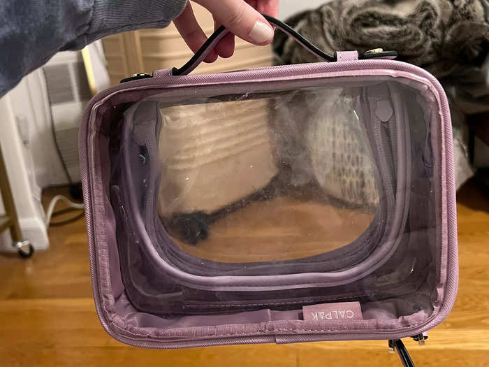 My other big splurge was a toiletry case from the TikTok-favorite brand CalPak. I purchased the Small Clear Cosmetics Case in lavender for $75.