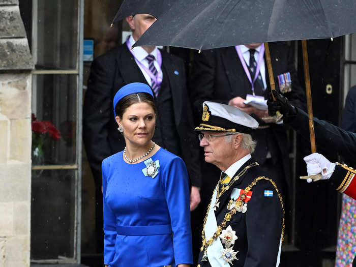 King Carl XVI Gustaf of Sweden also wore a military uniform. Meanwhile, Crown Princess Victoria was styled in a royal blue look.