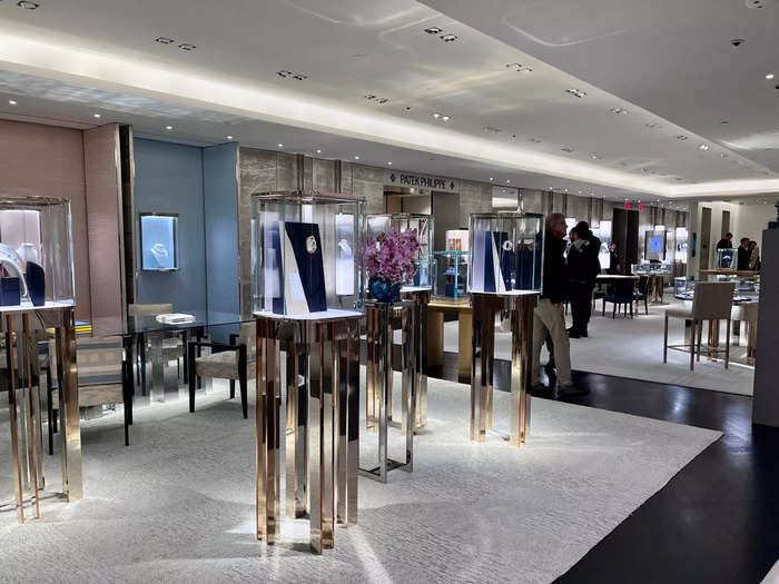 Up on the seventh floor, I peeked in the Patek Philippe boutique, which displayed high-end watches. This was among the quietest of the floors — it seemed like anyone who wanted to check out a watch needed to make an appointment.