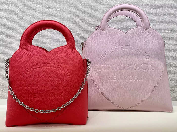 ... brightly colored Tiffany handbags ...