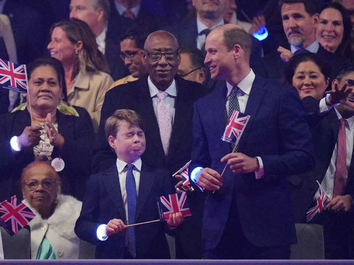 Prince George, meanwhile, appeared to joke around with his dad and made a silly facial expression.