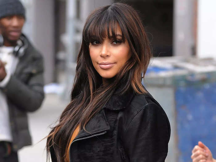 In 2013, Kim Kardashian wore full, fringed bangs.