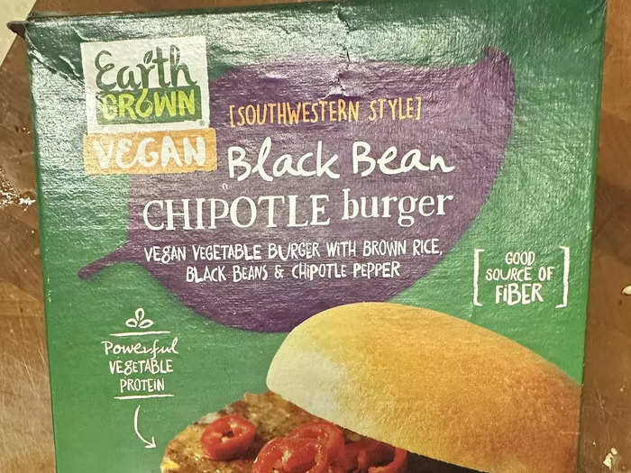 The Earth Grown black-bean chipotle burgers are vegan.