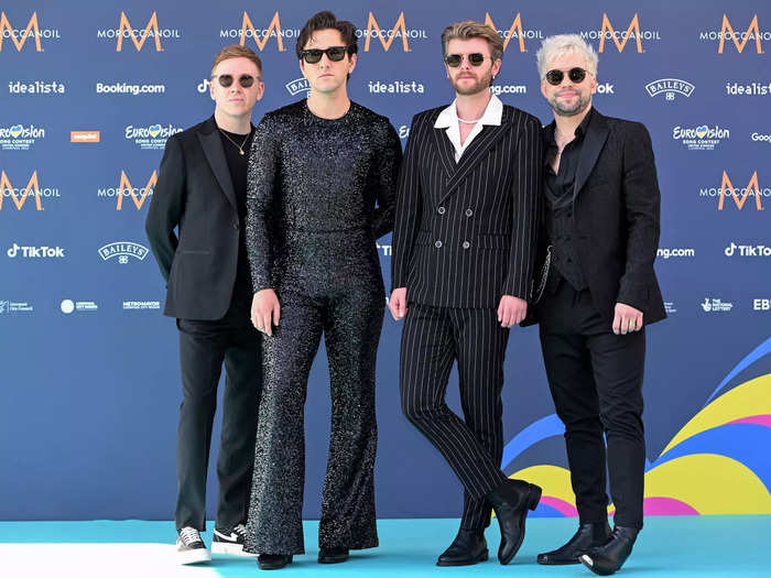 Irish indie-rock band Wild Youth rocked black ensembles on the red carpet.