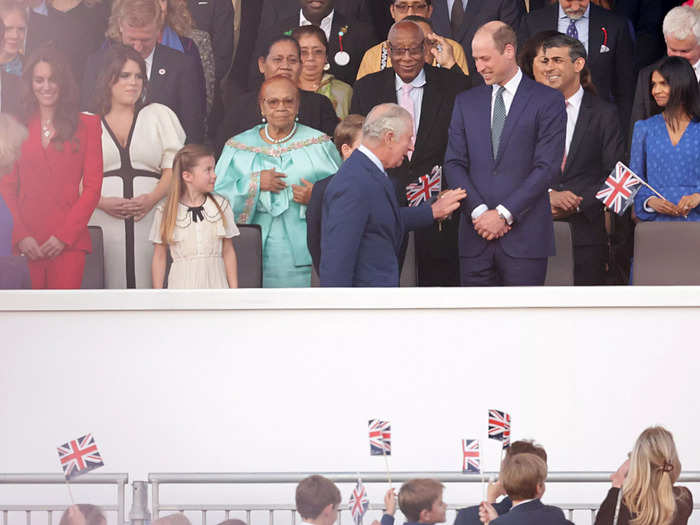 At the concert, Jackson also caught the moment that Charles affectionately touched Prince William