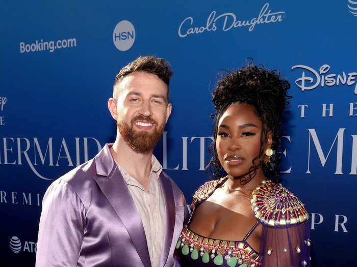 "Love Is Blind" stars Cameron and Lauren Hamilton dressed in purple for the premiere.