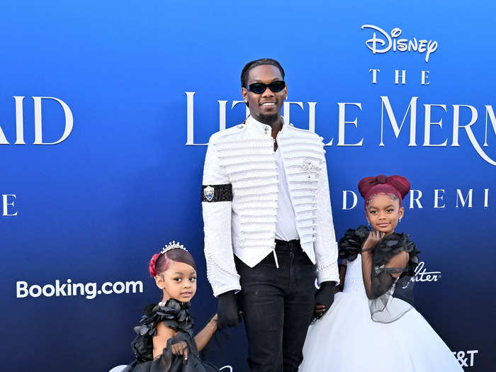 Rapper Offset brought his daughters, Kulture Kiari Cephus and Kalea Marie Cephus, in contrasting black-and-white outfits.