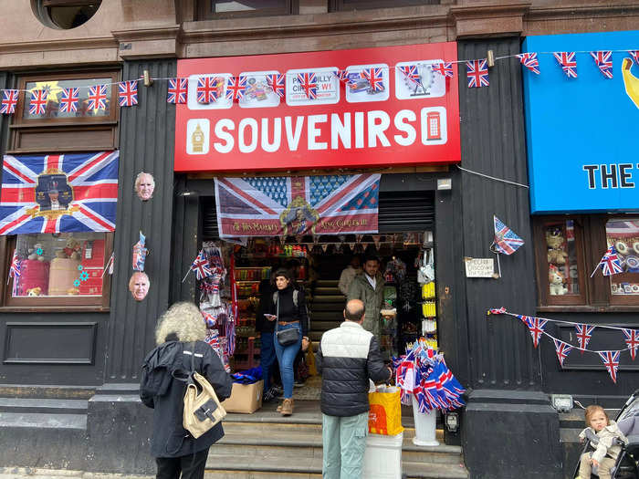 There, souvenir shops hawked everything from Charles paper cups (all the better to toast with) and printed bunting to stickers, mugs, and more.