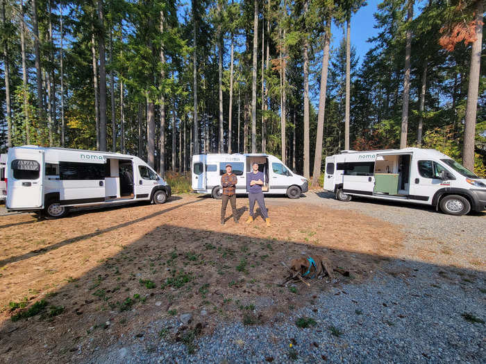 Carson Reid, 32, and Jeff Singer, 31, met working as technical product managers at Amazon. As tiny homes and "van life" became popular topics in 2020, Reid and Singer decided to quit their jobs and try their hand at the trend.