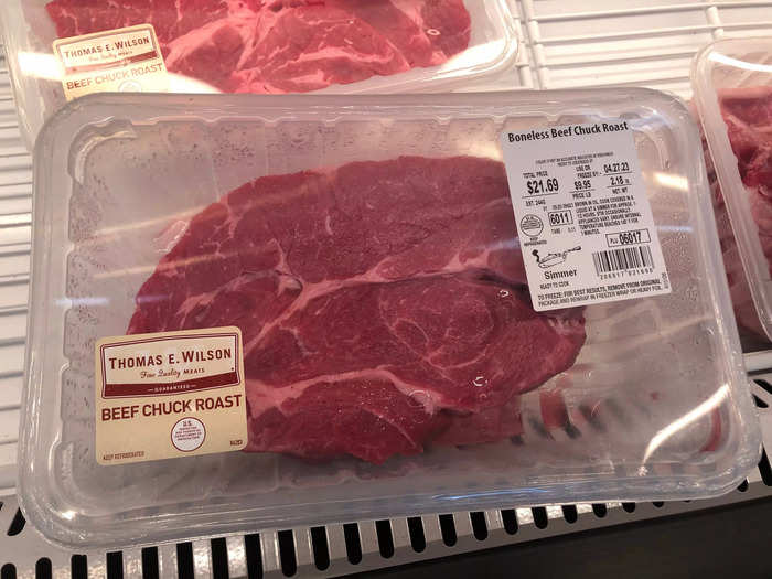 This beef chuck roast was $9.99 per pound, which worked out to almost $22 for this piece.