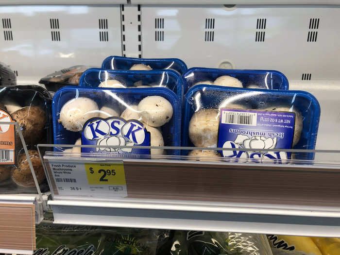 Some of the products I saw were priced higher than they were at rival stores. These 8-ounce packs of whole white mushrooms were $2.95 at DG Market — a dollar more than you