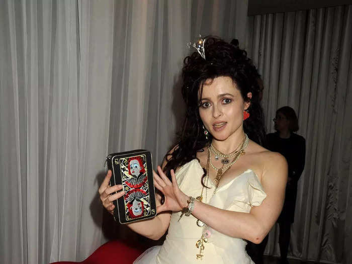 For the after-party of the premiere of "Alice in Wonderland" in February 2010, Helena Bonham Carter wore an ensemble inspired by her character, the Red Queen.