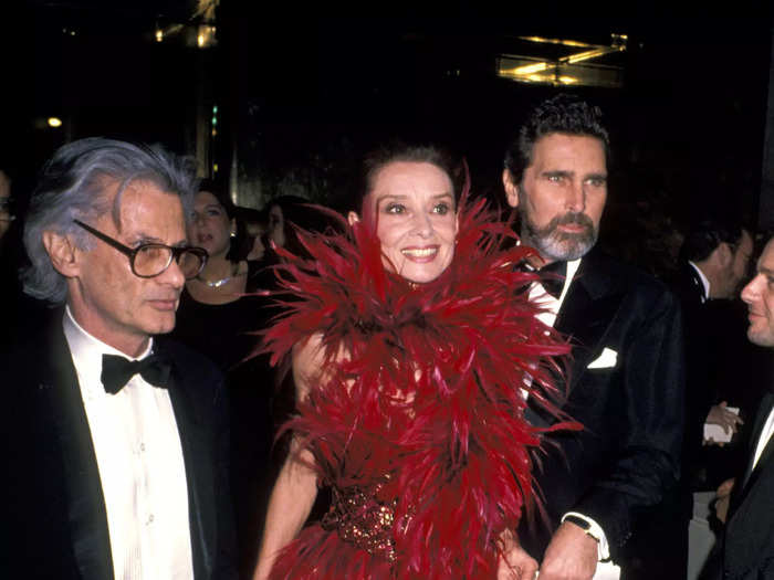 At the CFDA Awards in 1989, Audrey Hepburn wore an over-the-top dress featuring a boa of red feathers.