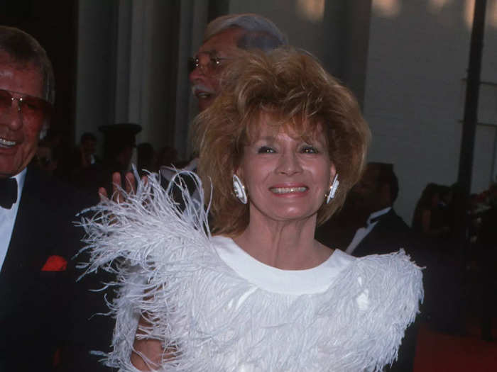 In 1989, Angie Dickinson showed up to the Oscar after-party wearing an all-white, feathery dress.