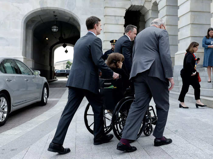 She was greeted by Senate Majority Leader Chuck Schumer, who led her into the Capitol building