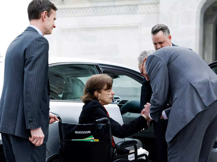 Feinstein was transferred to a wheelchair when she arrived at the Capitol