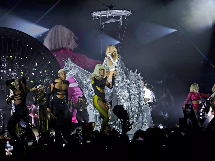 At one point, she even rode what appears to be a glass horse.