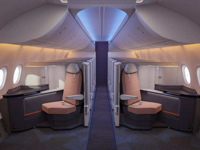 …as well as designing a unique seat angle. Instead of facing forward or inward toward the aisle, they face toward the window.