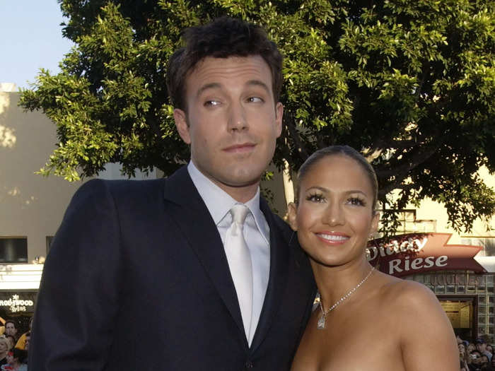 After meeting on the set of "Gigli" in 2001, Jennifer Lopez and Ben Afleck engaged in a decades-long romantic saga before getting married in 2022.