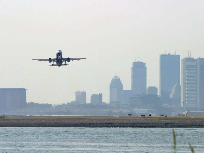 Boston Logan International Airport is right by the water.