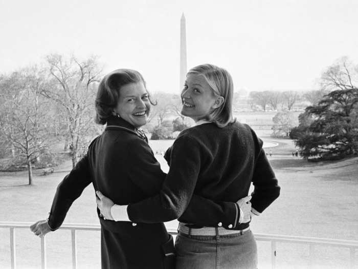 Betty Ford and her daughter, Susan Ford, posed on the Truman Balcony in the White House