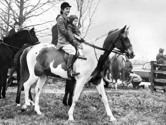 Jacqueline Kennedy took her daughter Caroline horseback riding in 1963.