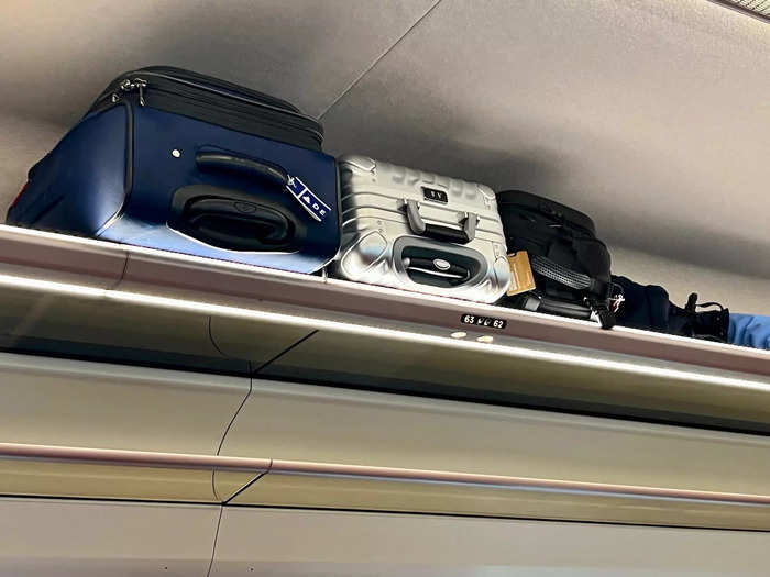 There is also plenty of overhead space for luggage…