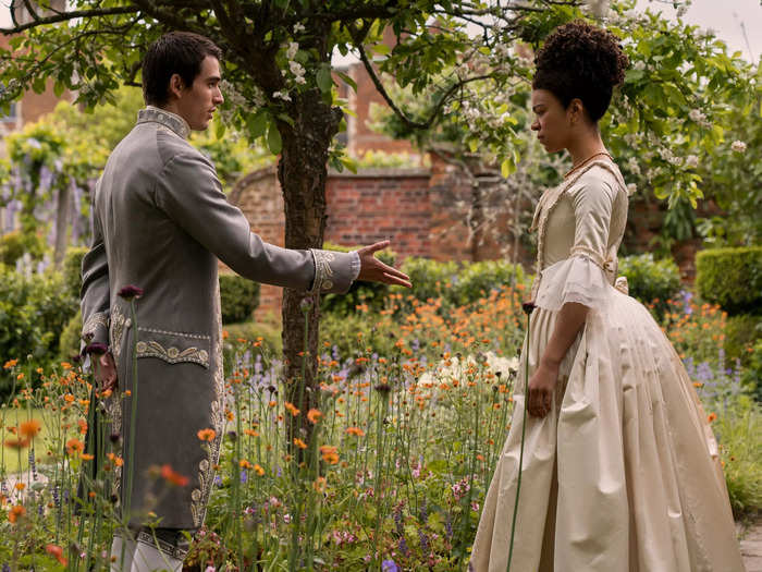 True: Charlotte and George met for the first time in a garden.