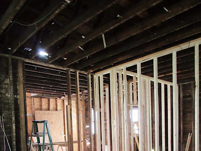 Wall structures standing in the gutted home