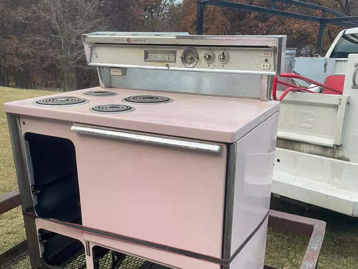 A vintage pink stove